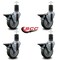 Service Caster 4'' Gray Poly Swivel 1-5/8'' Expanding Stem Caster Set with Brake, 4PK SCC-EX20S414-PPUB-PLB-158-4 - alternate 4